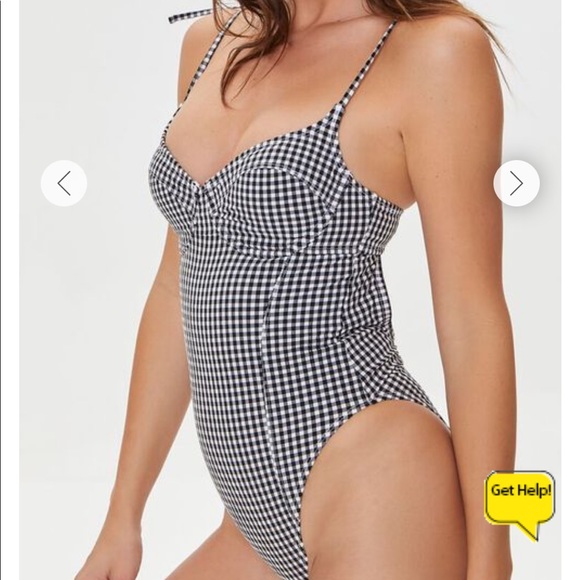 🖤F21 Gingham One-Piece Body Suit - Picture 2 of 8